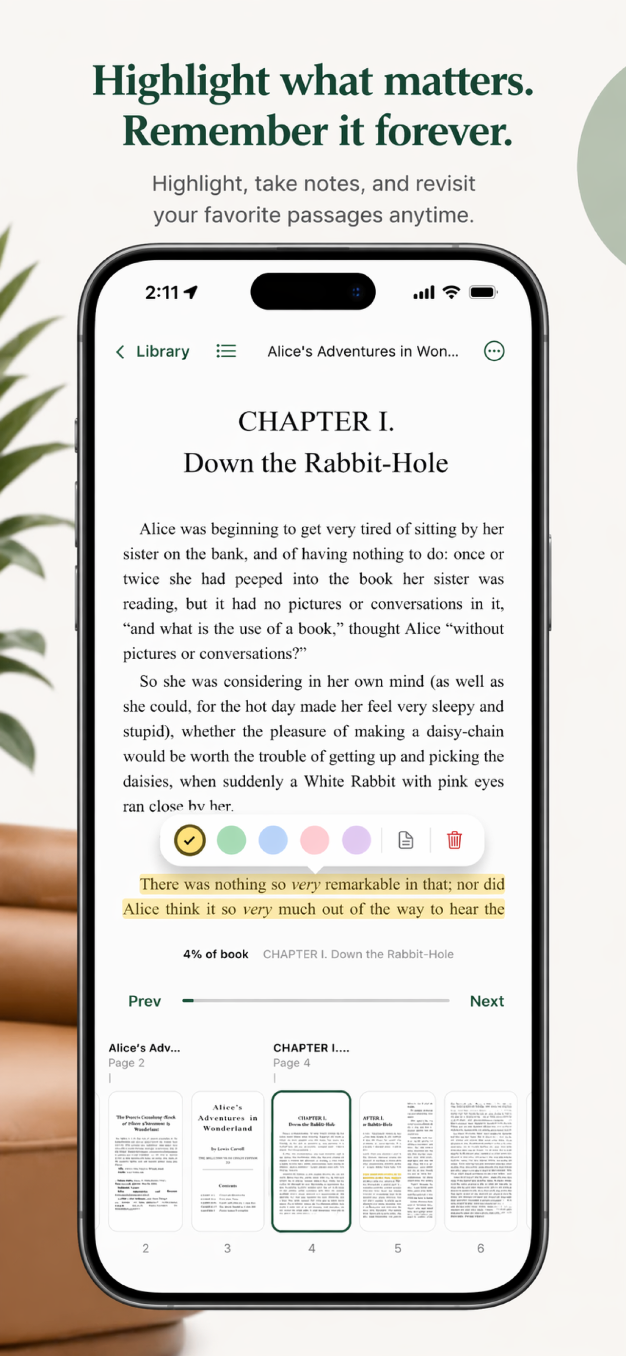 Lumen iPhone reading highlight screen