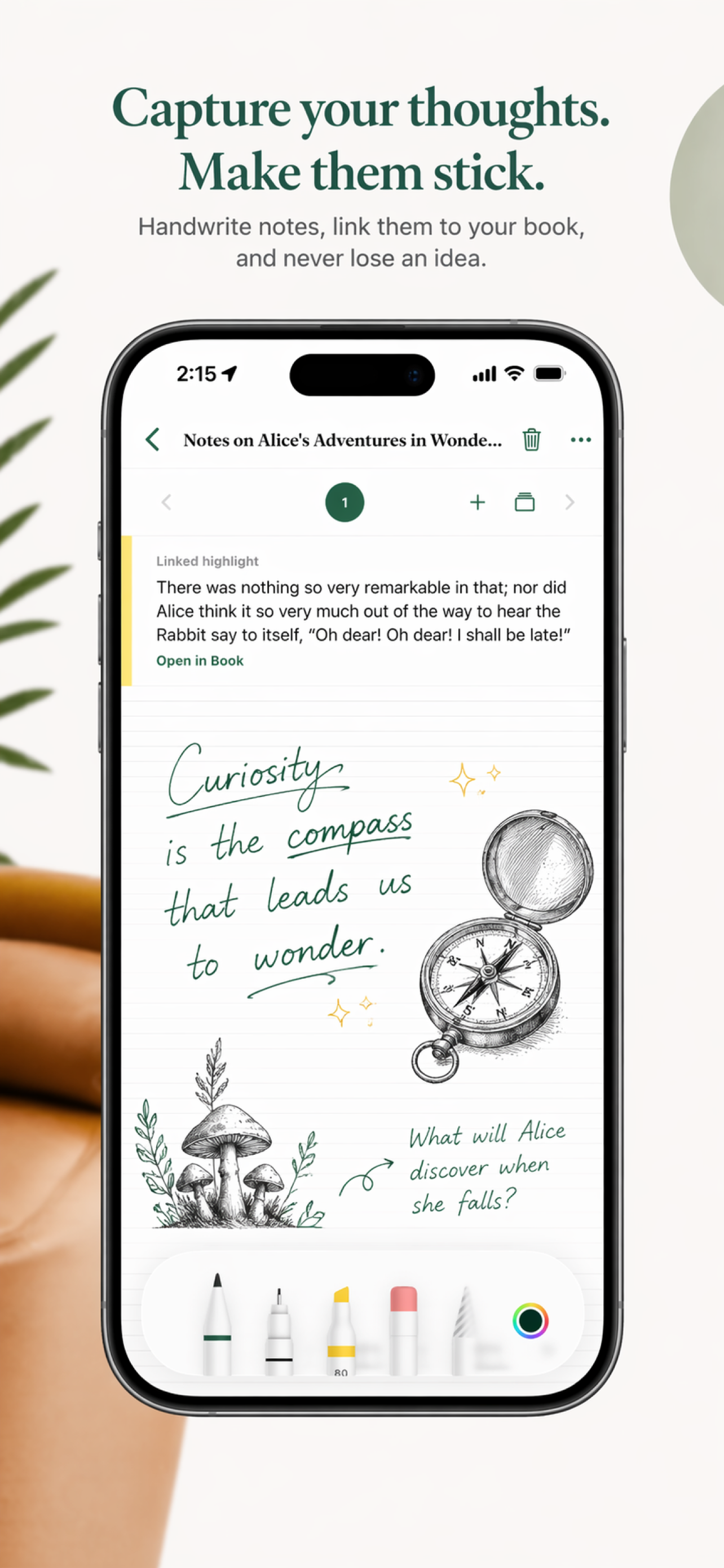 Lumen iPhone handwritten note screen
